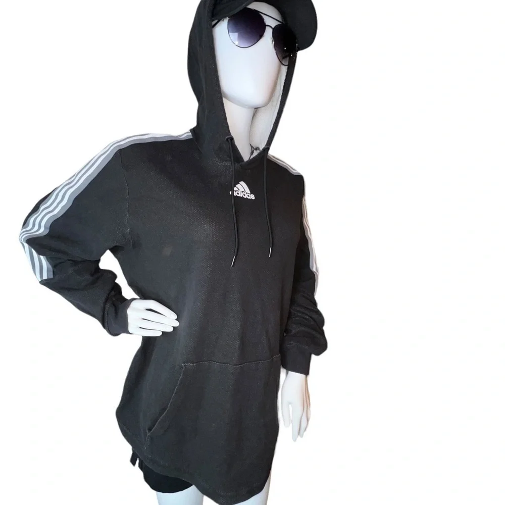 Adidas Pullover Sweatshirt Hoodie in Mottled Black